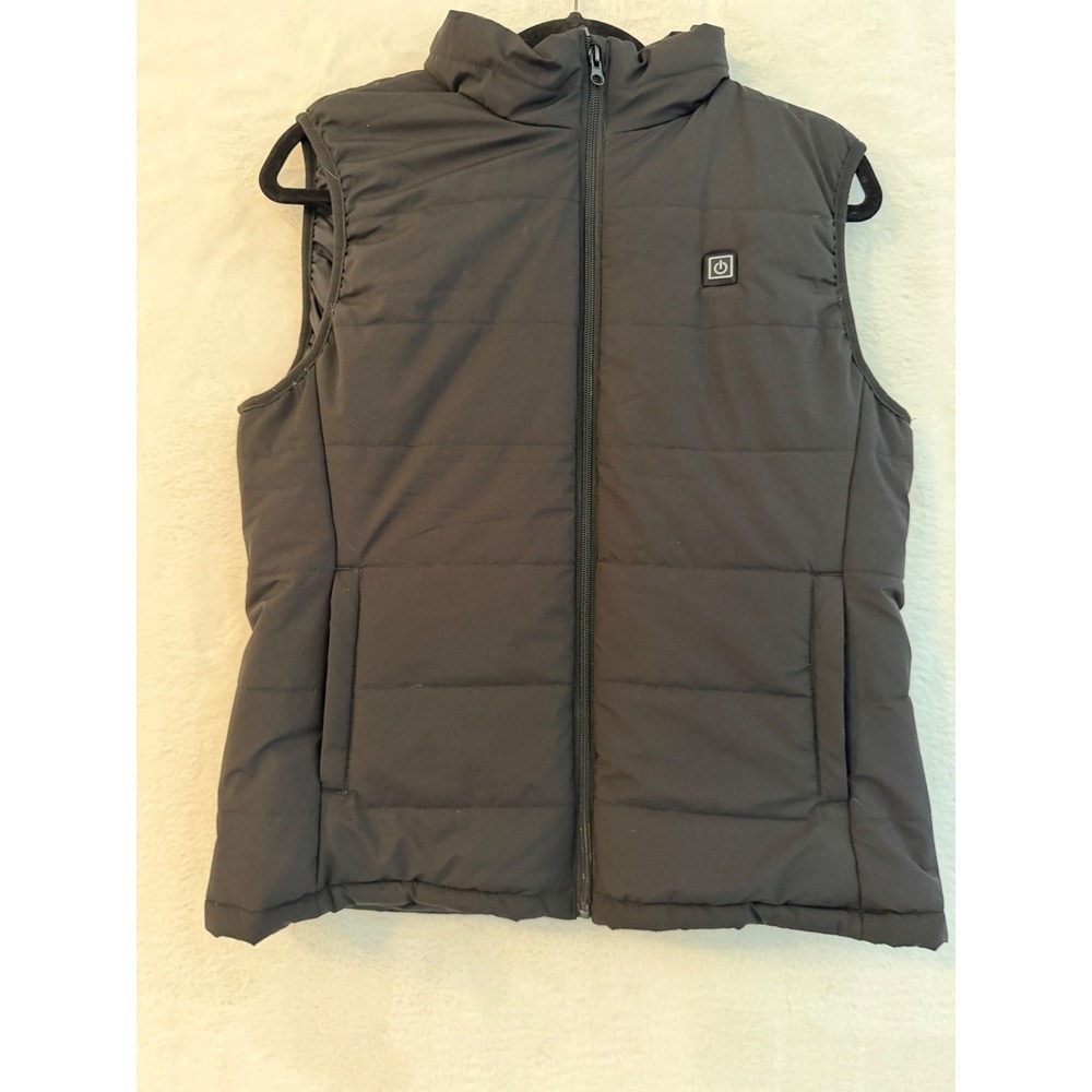 S Heated Vest Mens Medium Black Electric Puffer USB Charging Outdoor Winter Vest
